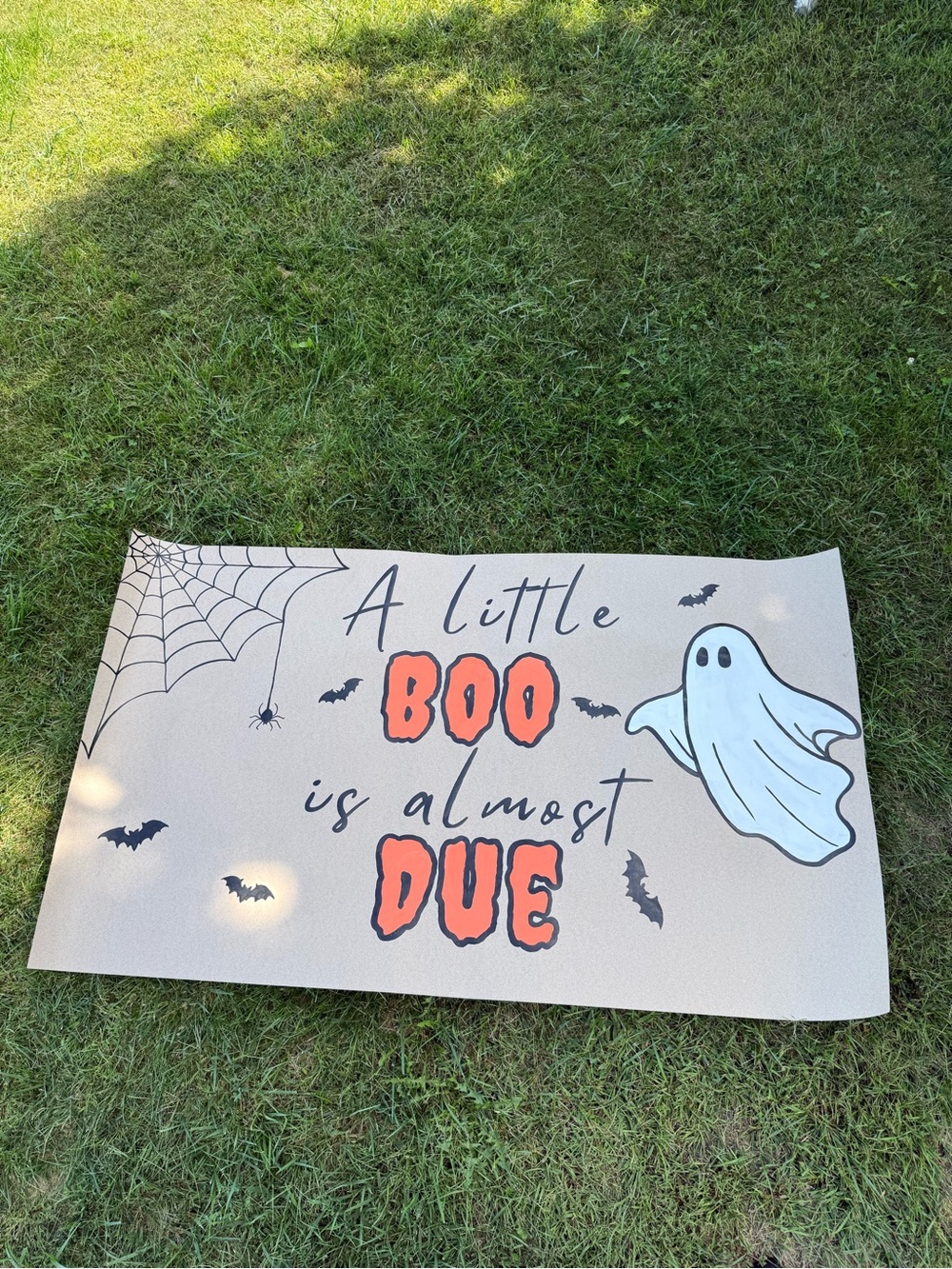 Hand painted Banner “A little boo is almost due” theme
